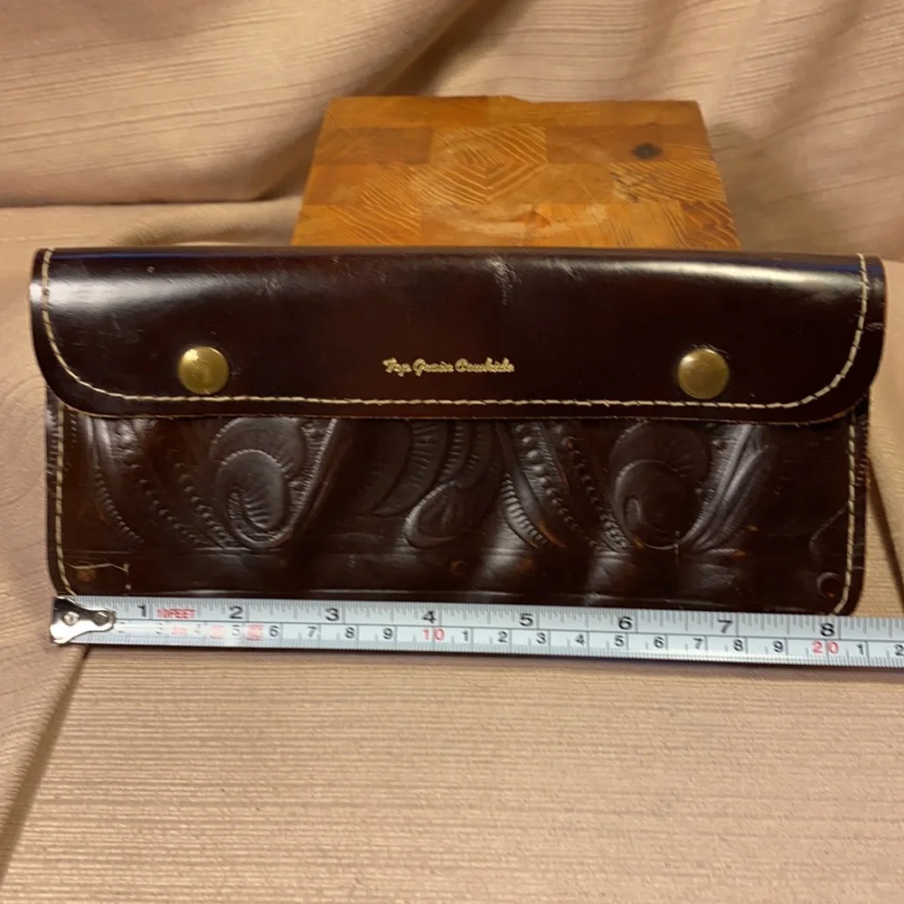 Handmade top grain cowhide long wallet
